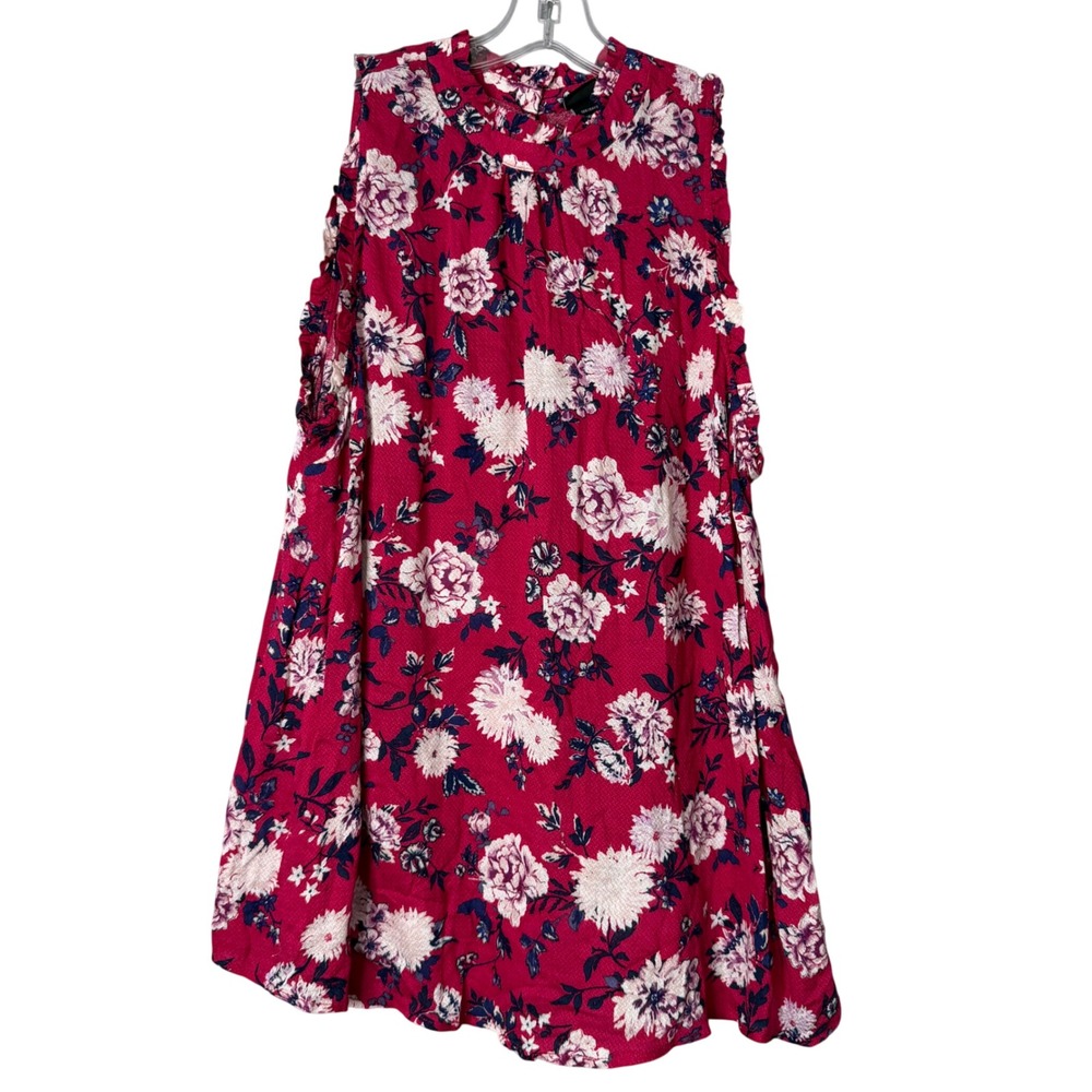 Torrid Sleeveless Top‎ Womens L Pink Floral Smocked Neck Flowy Boho Preppy